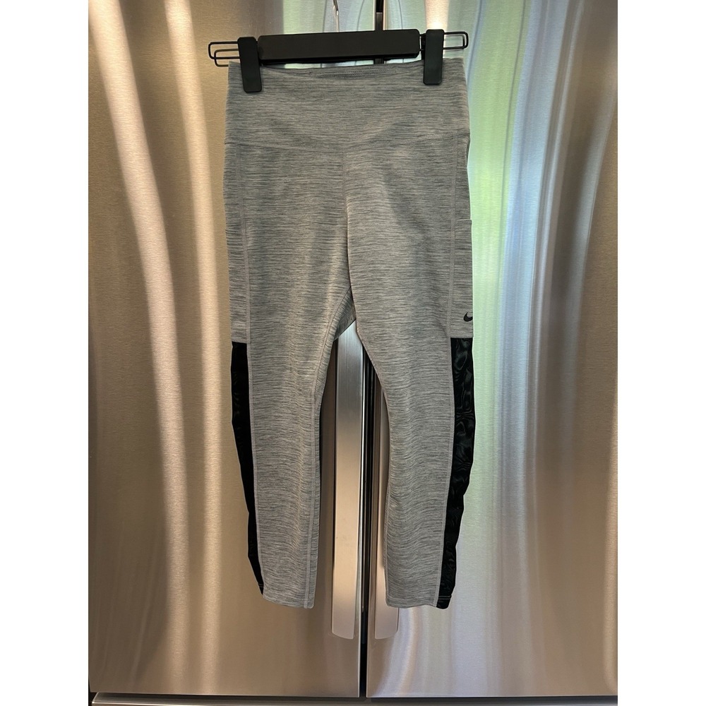 Nike Dri-FIT Leggings Women Small Gray Black High Rise Athletic Yoga Pants